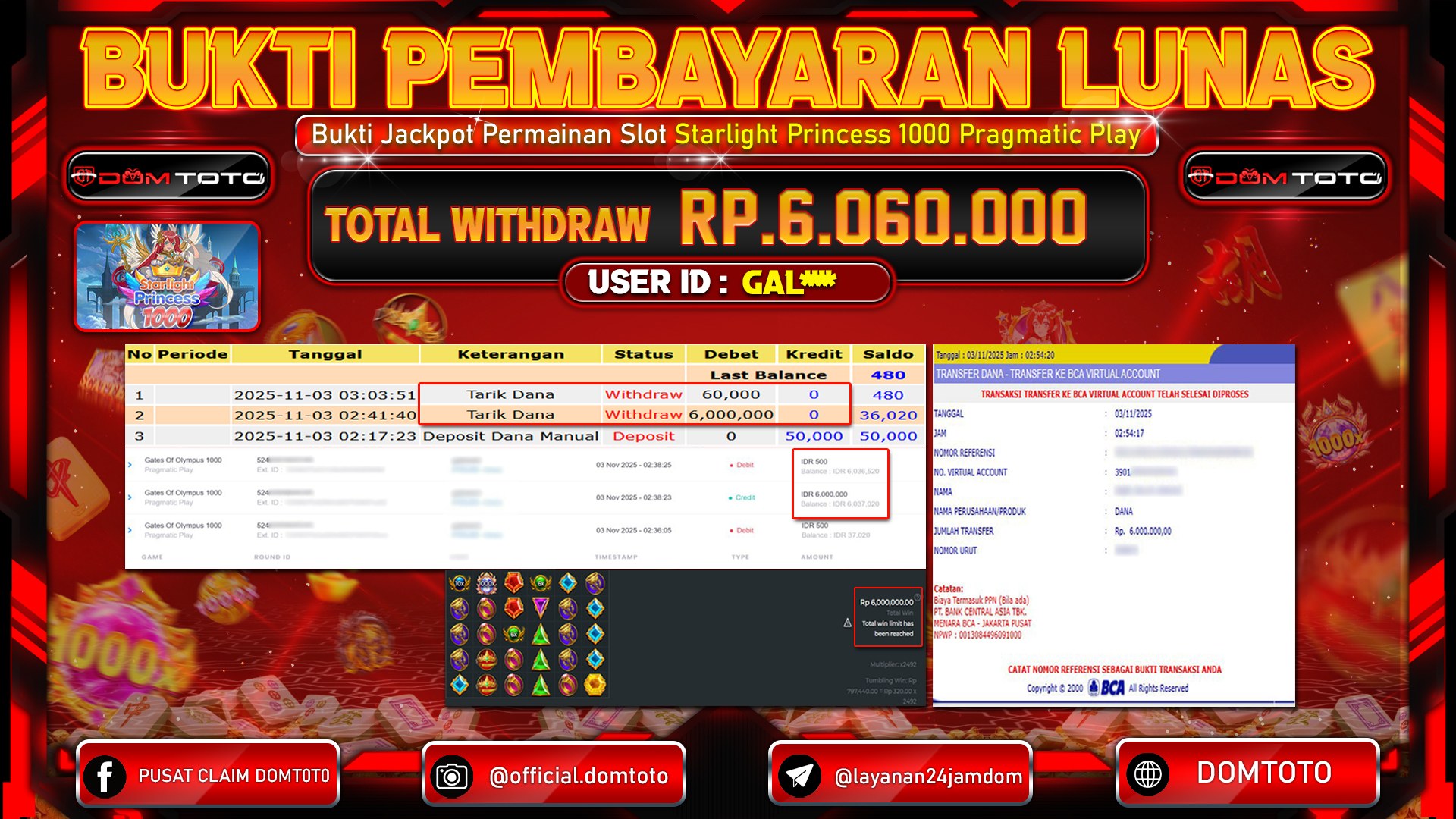 JACKPOT SLOT Starlight Princess 1000 Pragmatic Play 03 NOVEMBER 2025